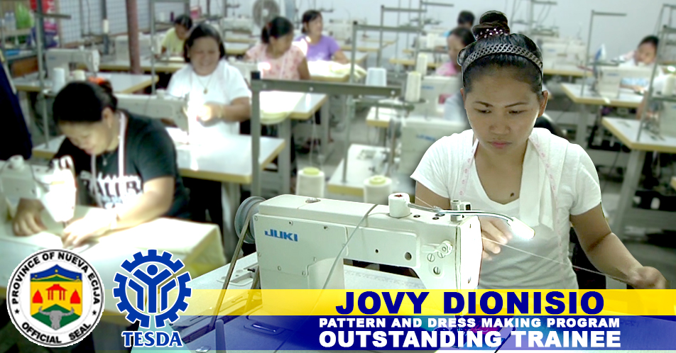 Jovy Dionisio, Outstanding Trainee ng Pattern at Dress Making Program ng Tesda at PGNE