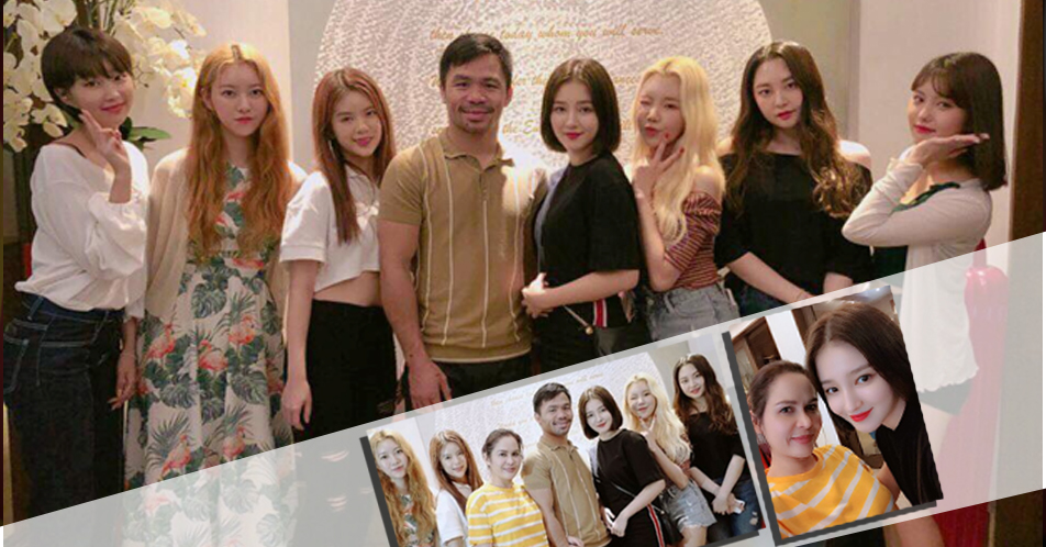 Manny and Jinkee Pacquiao with K-pop group Momoland